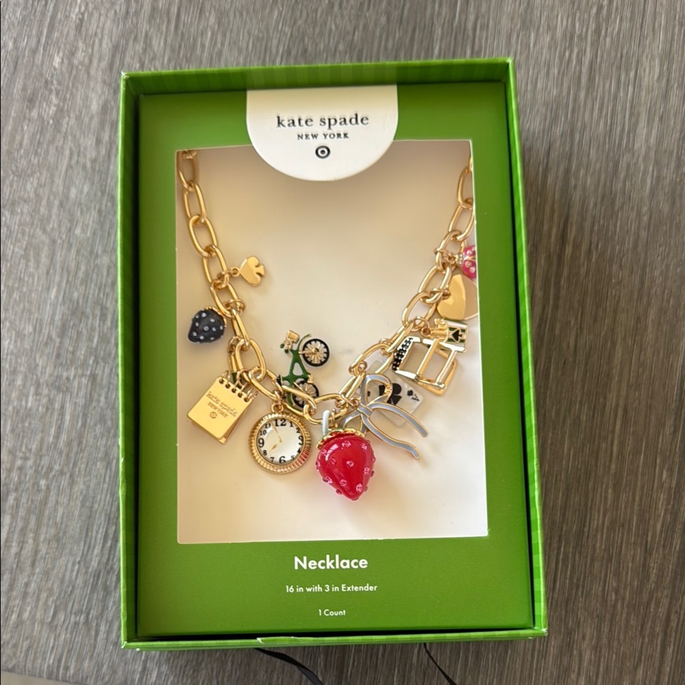 kate spade Gold and Red Charm Necklace